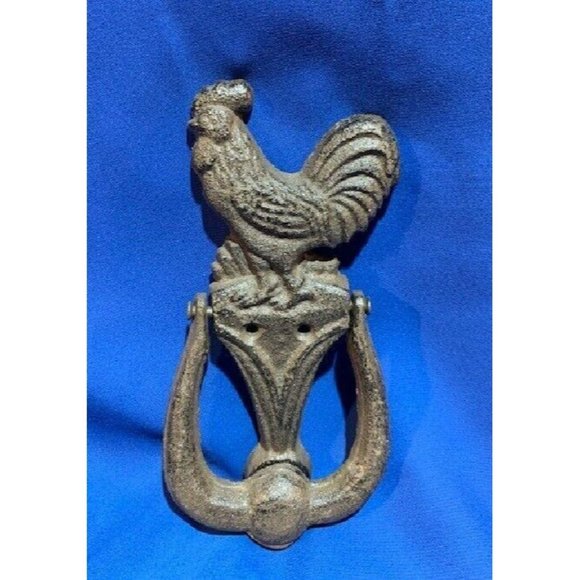 Small Rustic Cast Iron Rooster Doorknocker 7 1/2" tall Farmhouse Décor 0184-0044 - Picture 8 of 12